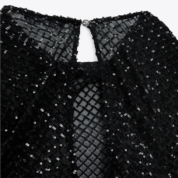 NWT ZARA NET-STYLE SEQUIN TOP - Picture 3 of 8
